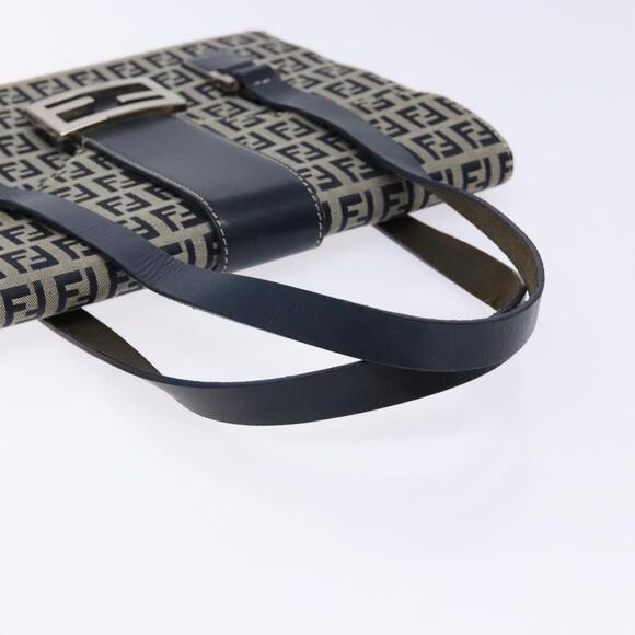 FENDI Zucchino Canvas Mamma Baguette Hand Bag Navy Silver - Picture 7 of 14